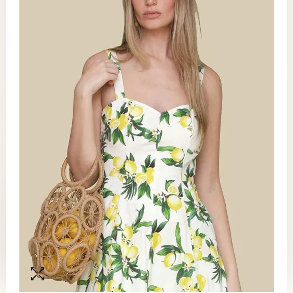AVEC LES FILLES Lemon Printed Corset Bodice Midi Dress - Picture 4 of 5